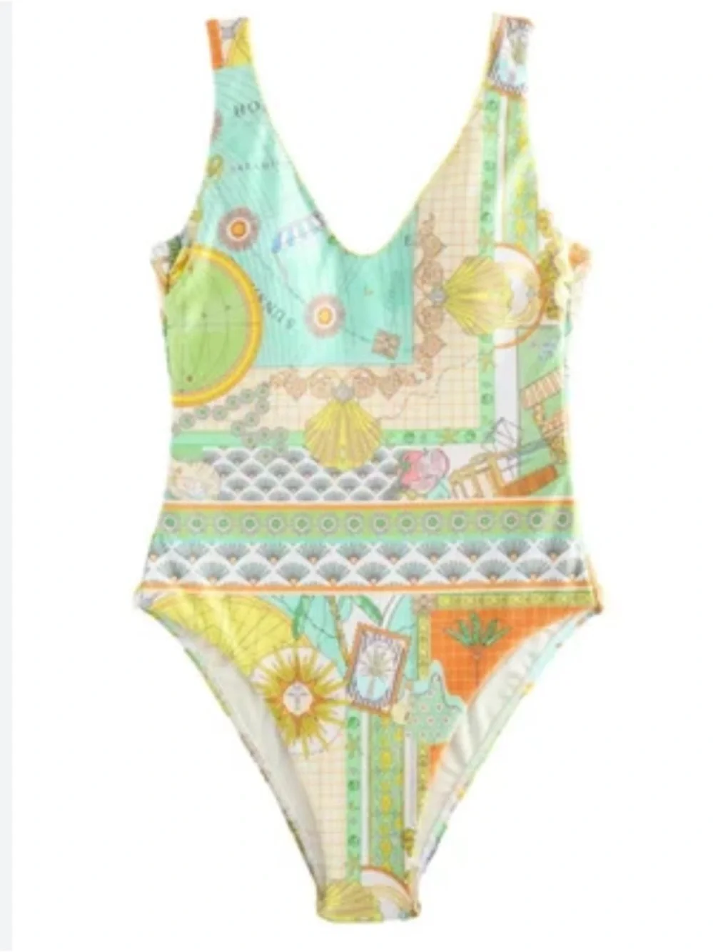Never Fully Dressed Ecru Map Isla Scoopback Swimsuit Tummy Control Size US 20 - Picture 13 of 13